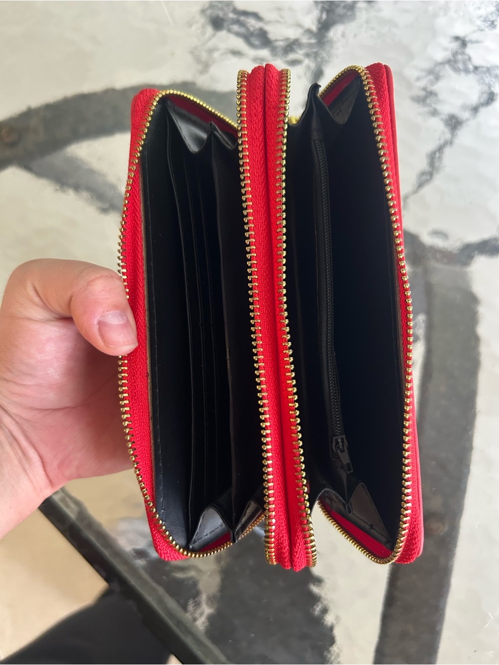 Custom Red & Cream Boho Tote + Matching Zip Wallet Set - Picture 3 of 5